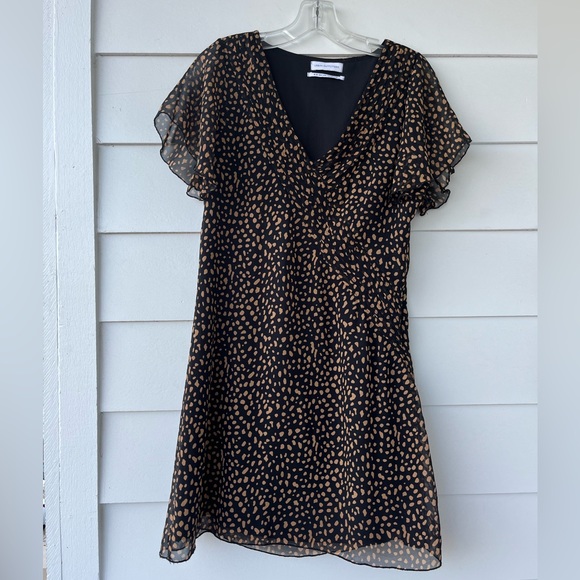 Urban Outfitters Black & Tan Mini Dress with Short Sleeves - Picture 2 of 4